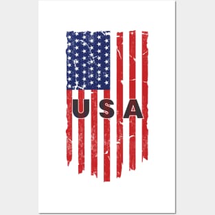 United States Flag Vertical with the USA Text in the middle Posters and Art